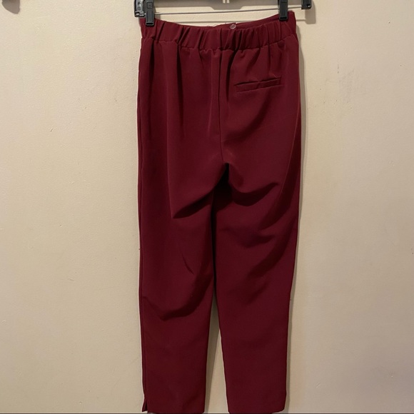 Burgundy Tie Front Trouser Pants - Picture 4 of 4